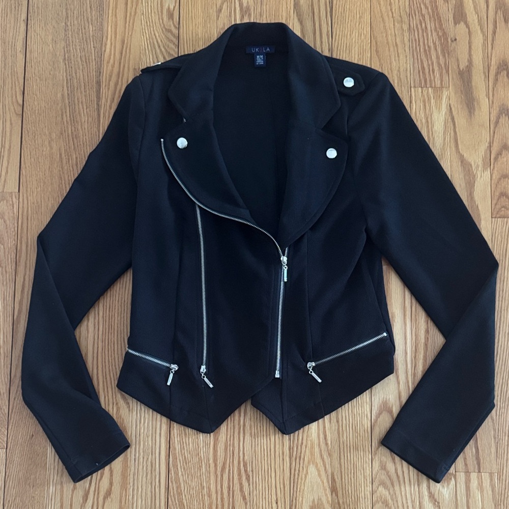 UK2LA Black Asymmetric Zip Leather-Style Jacket